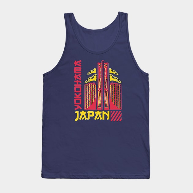 Retro Yokohama Japan Cool City Art Tank Top by Now Boarding